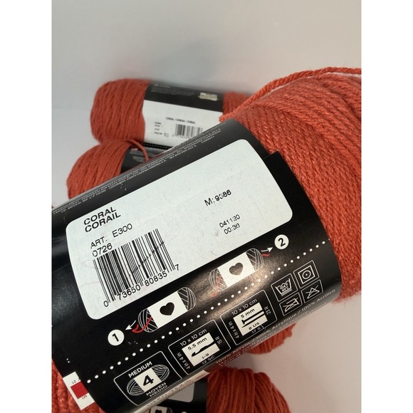 Red Heart Super Saver Yarn Coral 5 Skeins 7oz 364 Yds Each - Picture 7 of 8